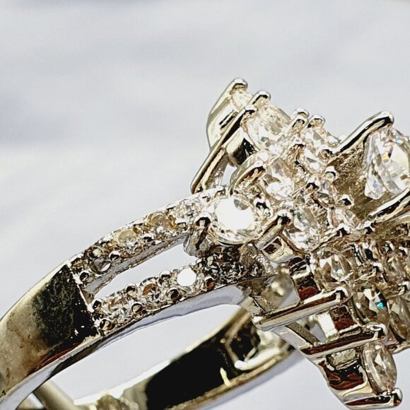 💎Generous Vintage Zircon Silver Luxury Flower Rings for Women, INDN8094 - Picture 14 of 15
